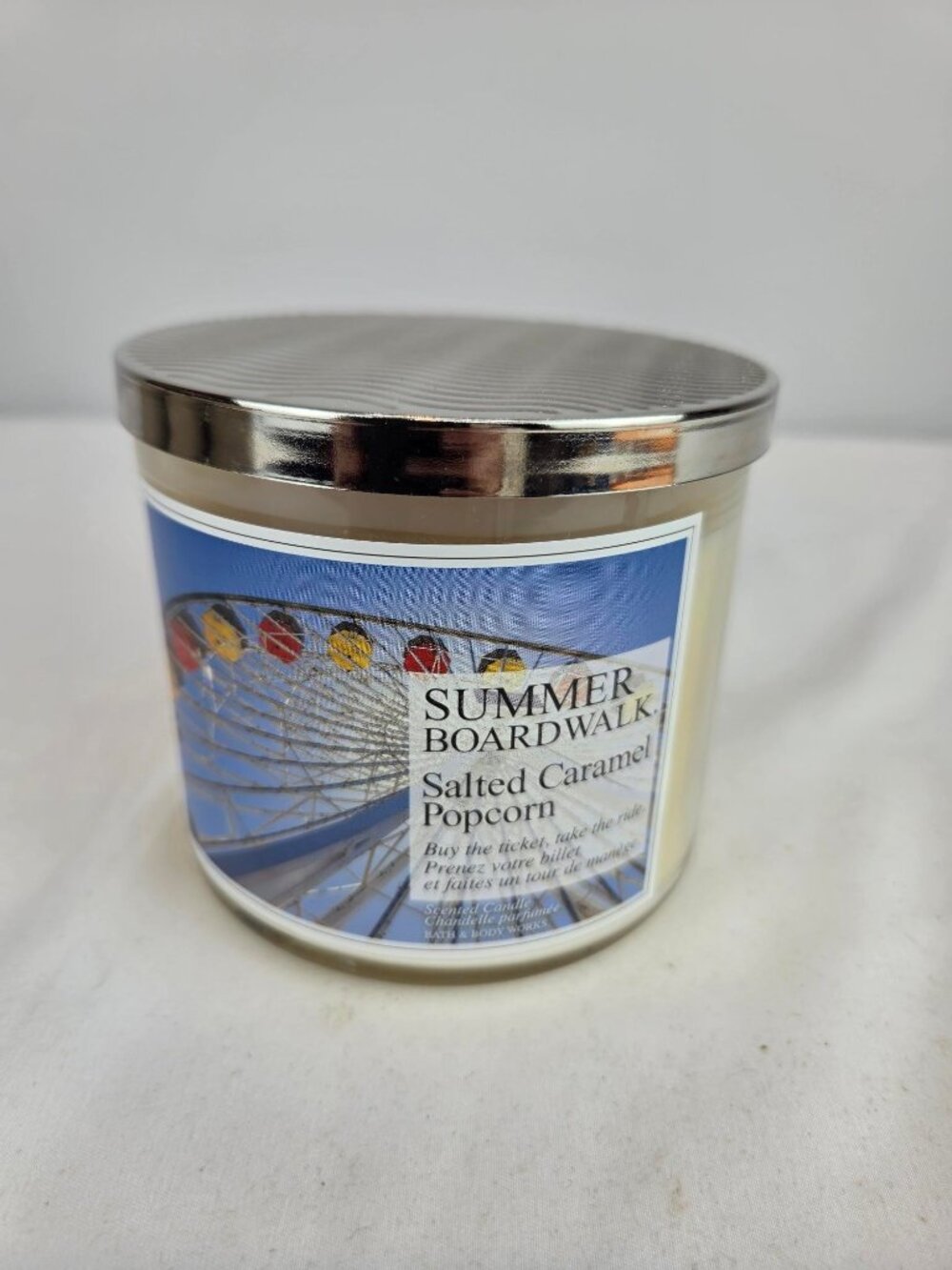 Bath & Body Works Summer Boardwalk Salted Caramel Popcorn 3-Wick Candle NEW